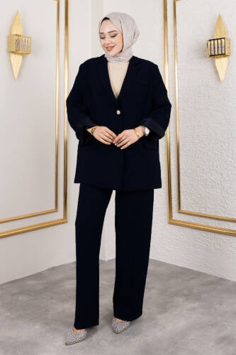 Premium Blazer Takım TSD250116 Siyah - Tesettür Dünyası