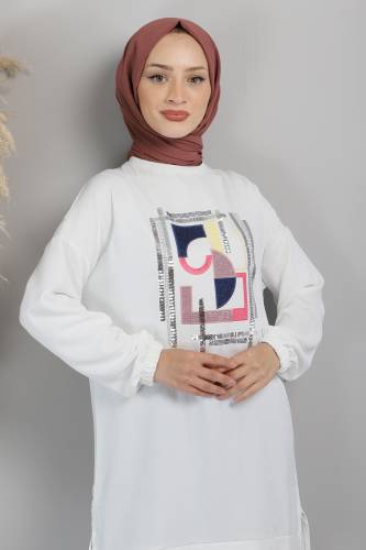 Pul Detaylı Tunik TSD220420 Ekru 