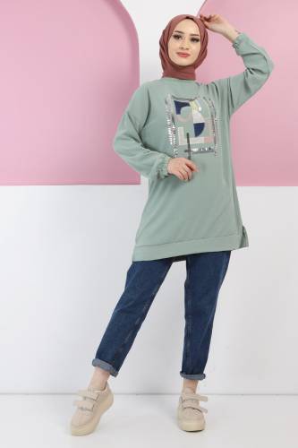 Pul Detaylı Tunik TSD220420 Mint Yeşili 