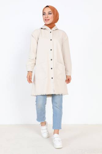 Püsküllü Kot Kap TSD5504 Bej - Tesettür Dünyası