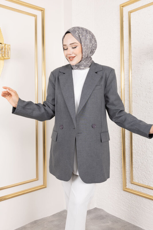 Regular Blazer Ceket TSD250179 Füme - 2