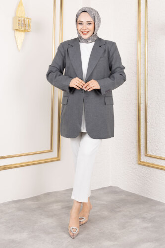 Regular Blazer Ceket TSD250179 Füme - 4