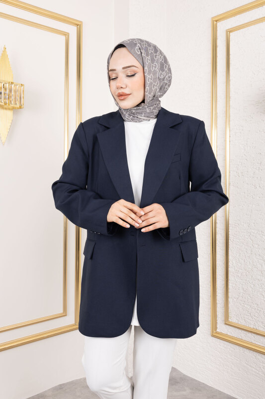 Regular Blazer Ceket TSD250179 Lacivert - 2