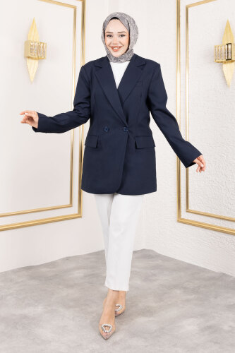 Regular Blazer Ceket TSD250179 Lacivert - 3