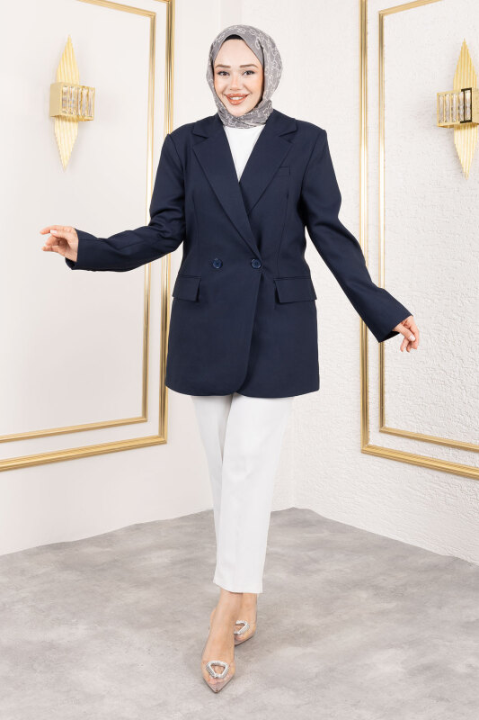 Regular Blazer Ceket TSD250179 Lacivert - 3