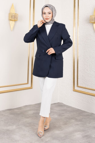 Regular Blazer Ceket TSD250179 Lacivert 