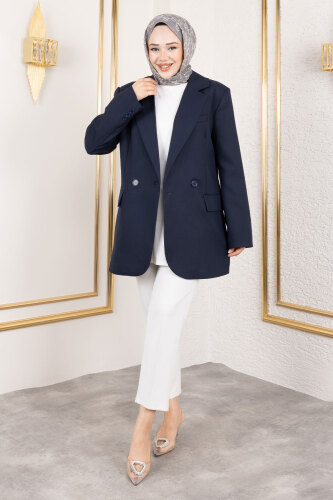 Regular Blazer Ceket TSD250179 Lacivert - 4