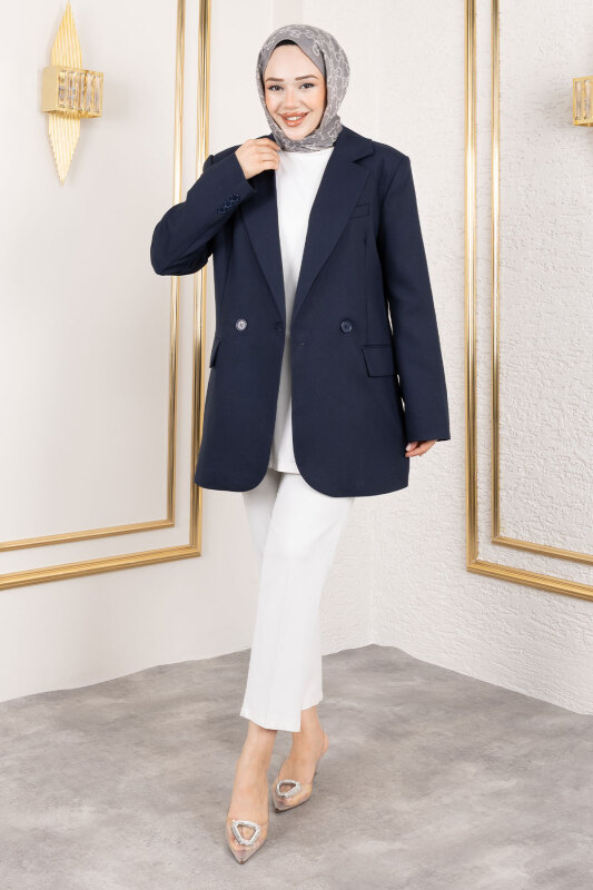 Regular Blazer Ceket TSD250179 Lacivert - 4