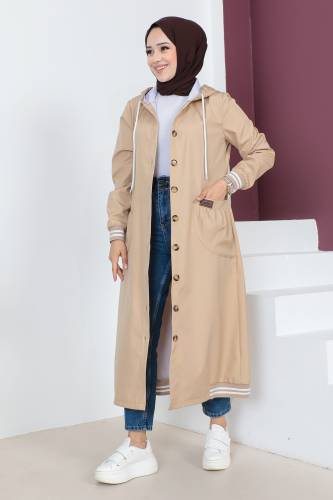 Ribanalı Trençkot TSD230638 Camel - 3