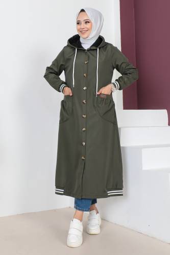 Ribanalı Trençkot TSD230638 Haki 