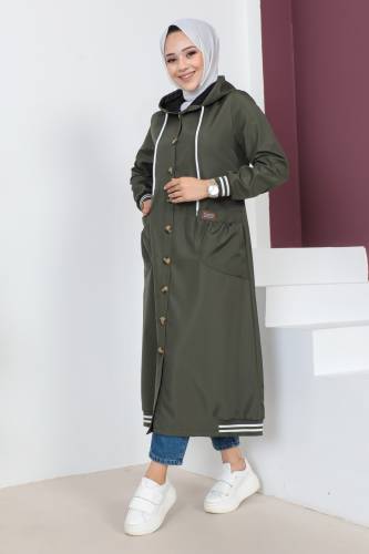 Ribanalı Trençkot TSD230638 Haki - 4