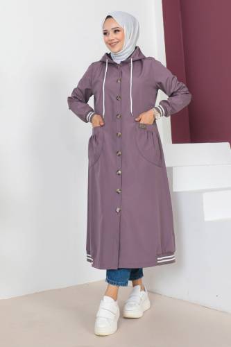 Ribanalı Trençkot TSD230638 Mor 