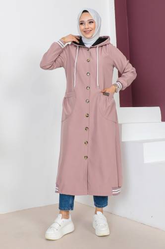 Ribanalı Trençkot TSD230638 Pembe 