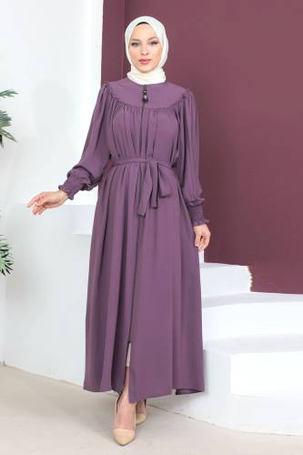 Robalı Tesettür Ferace TSD230431 Lila - 1