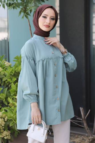 Robalı Tunik TSD1338 Mint Yeşili - Tesettür Dünyası (1)