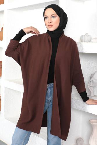 Şal Yaka Triko Hırka TSD230356 Kahverengi 