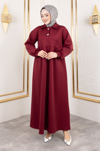 Scuba Elbise TSD250129 Bordo 
