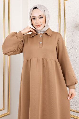 Scuba Elbise TSD250129 Camel - Tesettür Dünyası (1)
