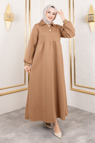 Scuba Elbise TSD250129 Camel - 3