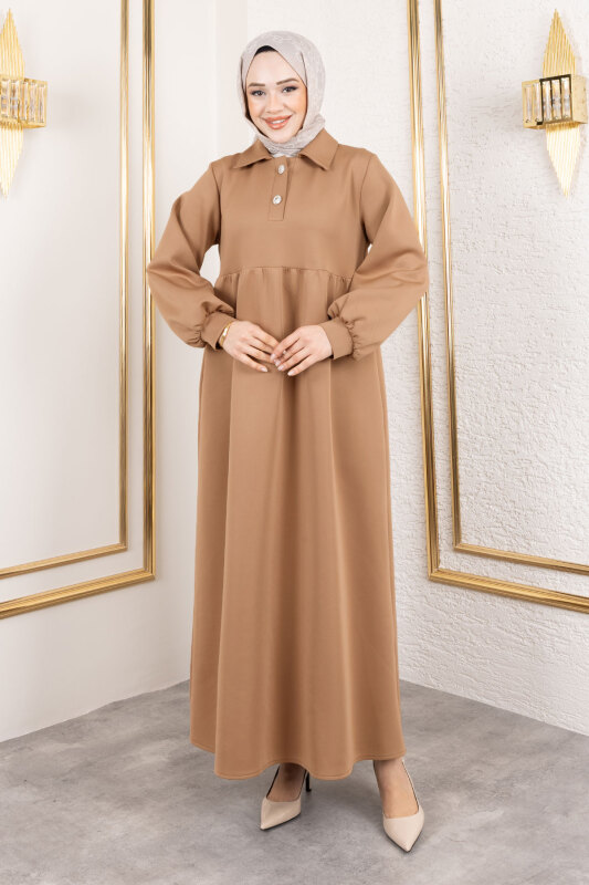 Scuba Elbise TSD250129 Camel - 6
