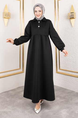 Scuba Elbise TSD250129 Siyah - Tesettür Dünyası