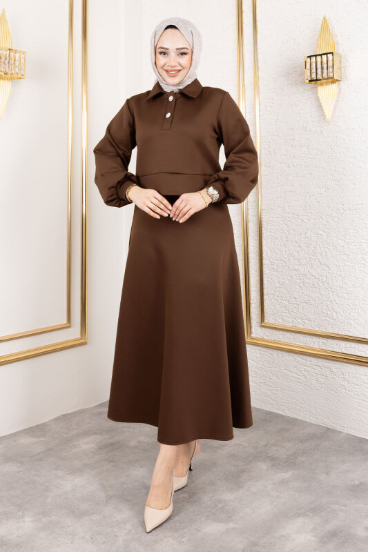 Scuba Etekli Takım TSD250131 Kahverengi - 3