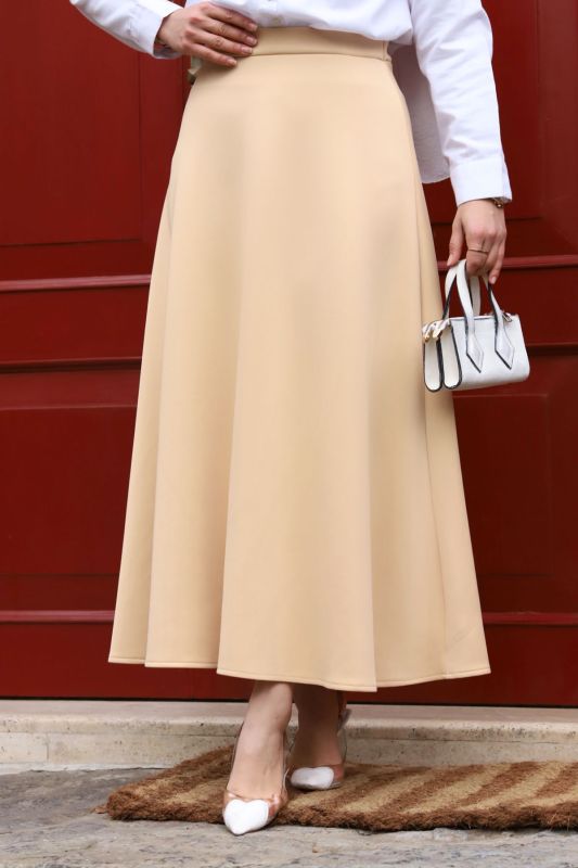 Scuba Kloş Etek TSD240218 Camel - Tesettür Dünyası (1)