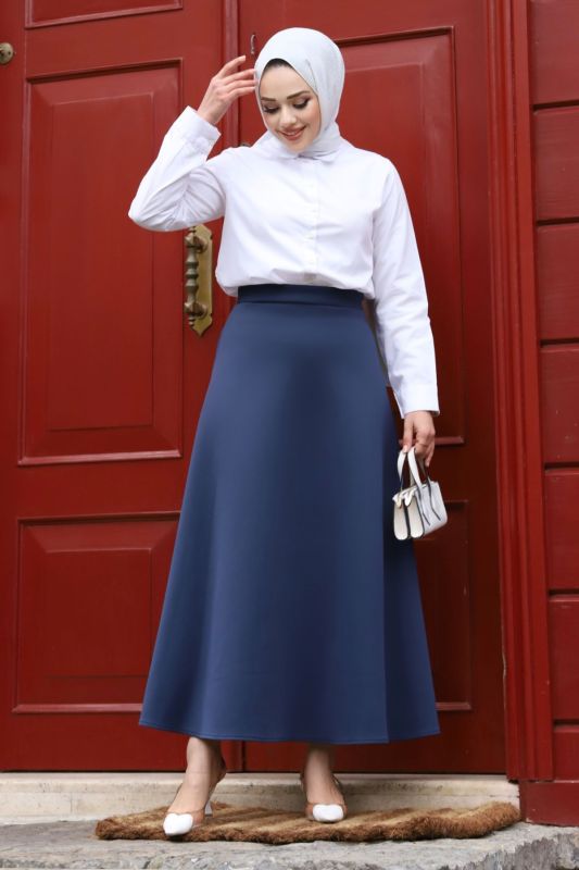 Scuba Kloş Etek TSD240218 Lacivert - Tesettür Dünyası