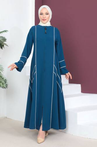 Şerit Detaylı Ferace TSD230433 İndigo - 1