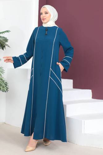 Şerit Detaylı Ferace TSD230433 İndigo - 3