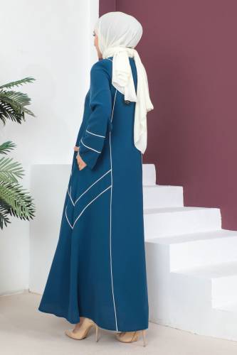 Şerit Detaylı Ferace TSD230433 İndigo - 4