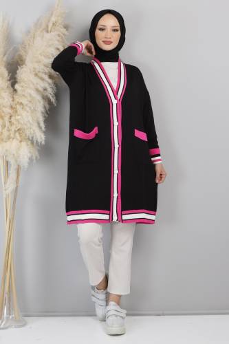 Şerit Detaylı Triko Hırka TSD220718 Siyah 