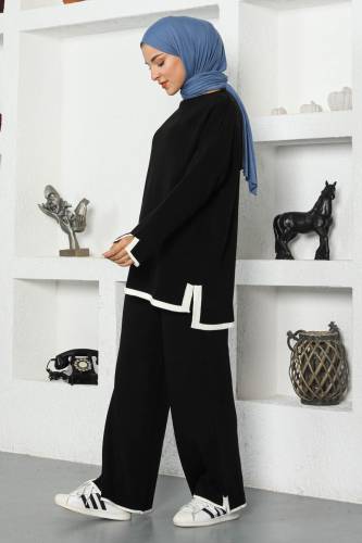 Şerit Detaylı Triko Takım TSD221011 Siyah 