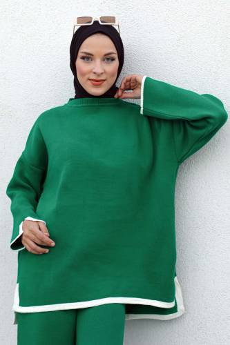 Şerit Detaylı Triko Takım TSD221011 Yeşil - 5