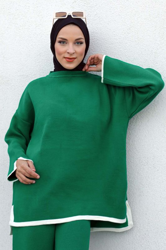 Şerit Detaylı Triko Takım TSD221011 Yeşil - 5