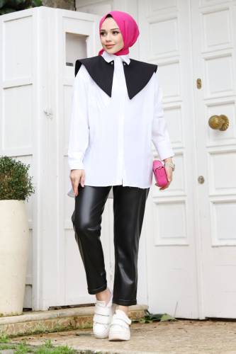 Sivri Yaka Feride Gömlek TSD240220 Beyaz 