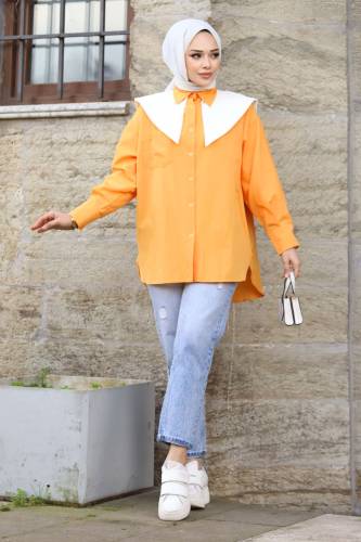 Sivri Yaka Feride Gömlek TSD240220 Hardal 