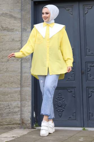 Sivri Yaka Feride Gömlek TSD240220 Sarı 