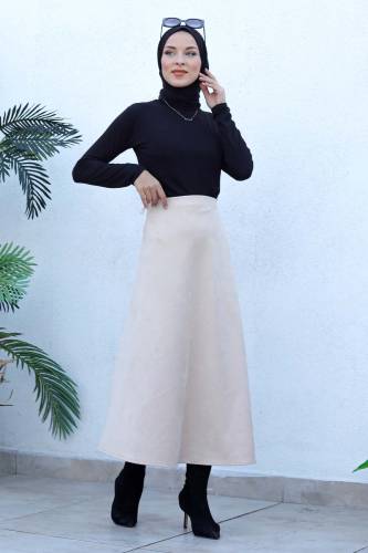 Süet Mevlana Etek TSD0036 Bej 