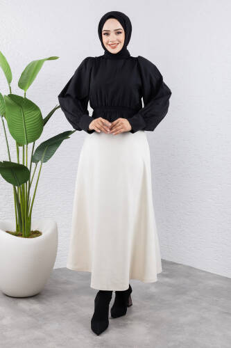 Süet Mevlana Etek TSD0036 Ekru 