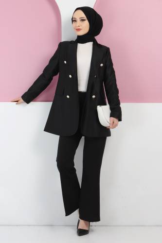 Süs Cep Detaylı Blazer Ceket TSD220411 Siyah - 1