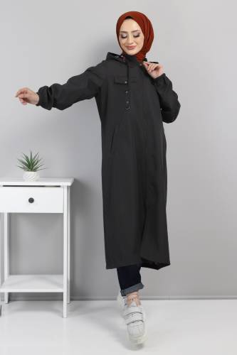 Süs Cep Detaylı Trençkot TSD220511 Siyah 