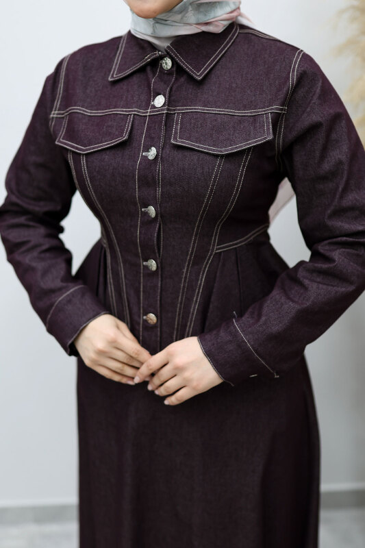 Süs Cepli Belden Oturtmalı Etekli Takım TSD260146 Bordo - 4