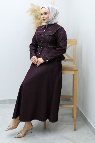 Süs Cepli Belden Oturtmalı Etekli Takım TSD260146 Bordo - 5