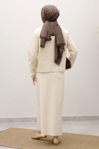 Süs Cepli Triko Hırka TSD250243 Bej - 6