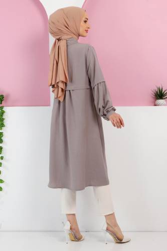 Tahta Düğmeli Tunik TSD220348 Gri - 5