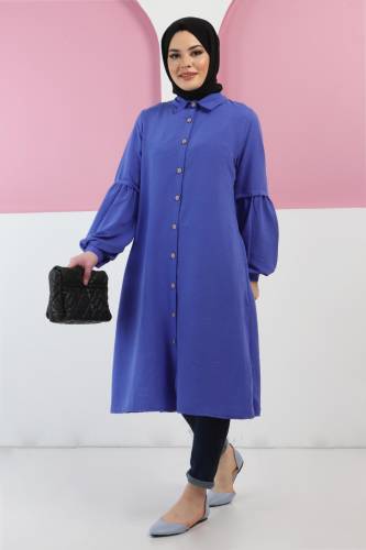 Tahta Düğmeli Tunik TSD220348 Saks Mavisi 