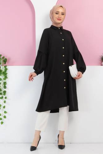 Tahta Düğmeli Tunik TSD220348 Siyah 