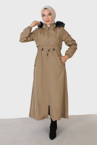 Tam Boy Pat Detaylı Mont TSD230910 Camel 