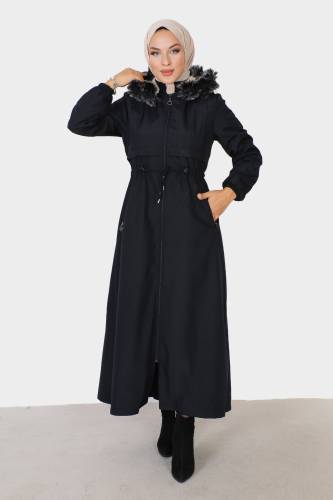 Tam Boy Pat Detaylı Mont TSD230910 Lacivert 